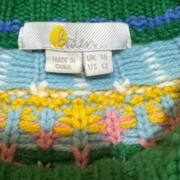 Boden Pink and Green Fair Isle Sweater - Picture 4 of 12